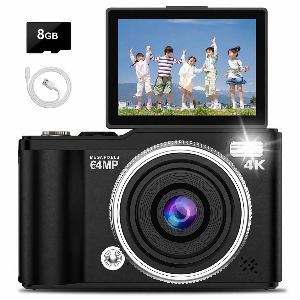 Amazon | デジカメ 4K 6400万画素 デジタルカメラ 180度回転可能